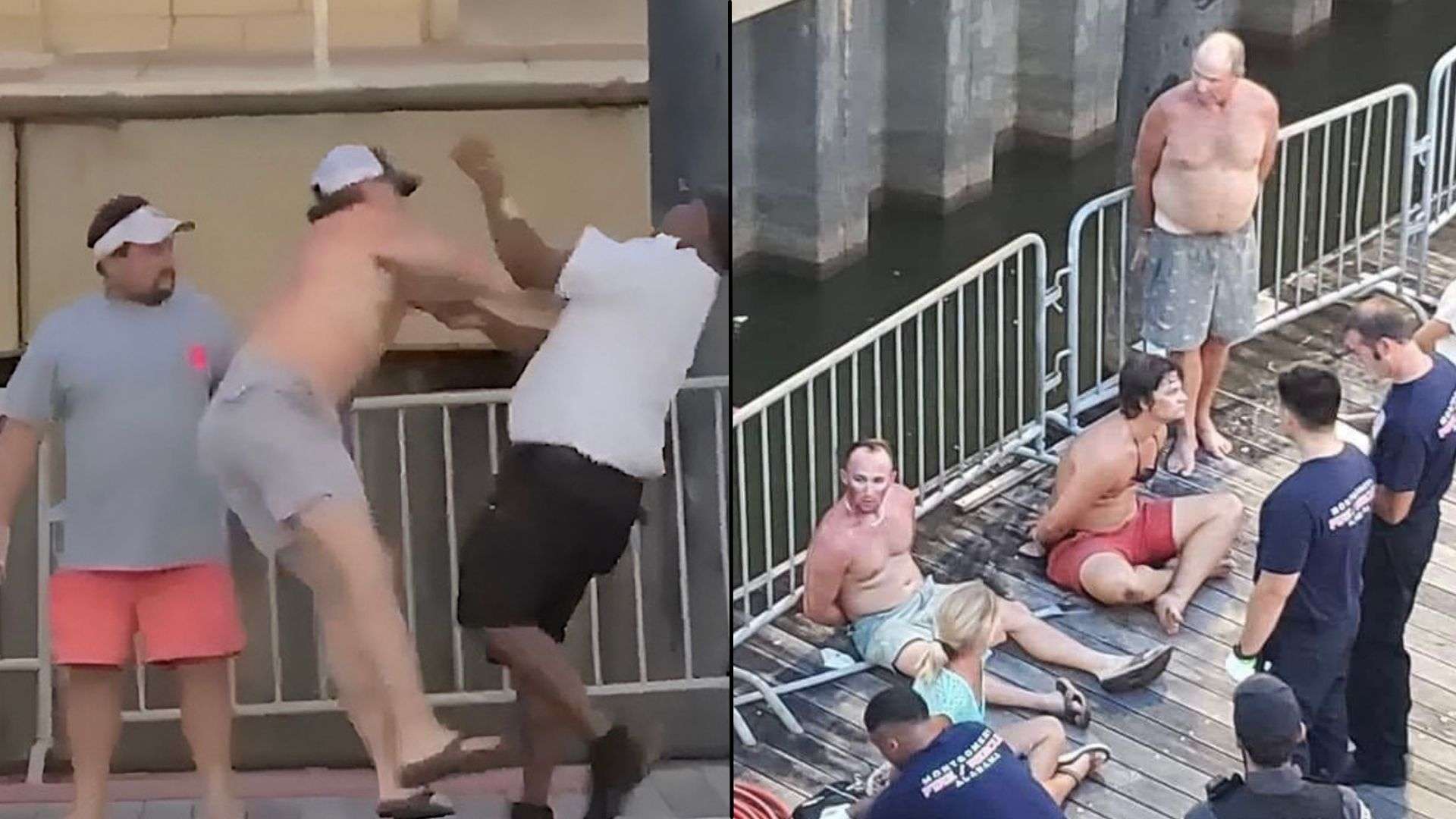 People fighting and being detained by police after viral riverfront brawl