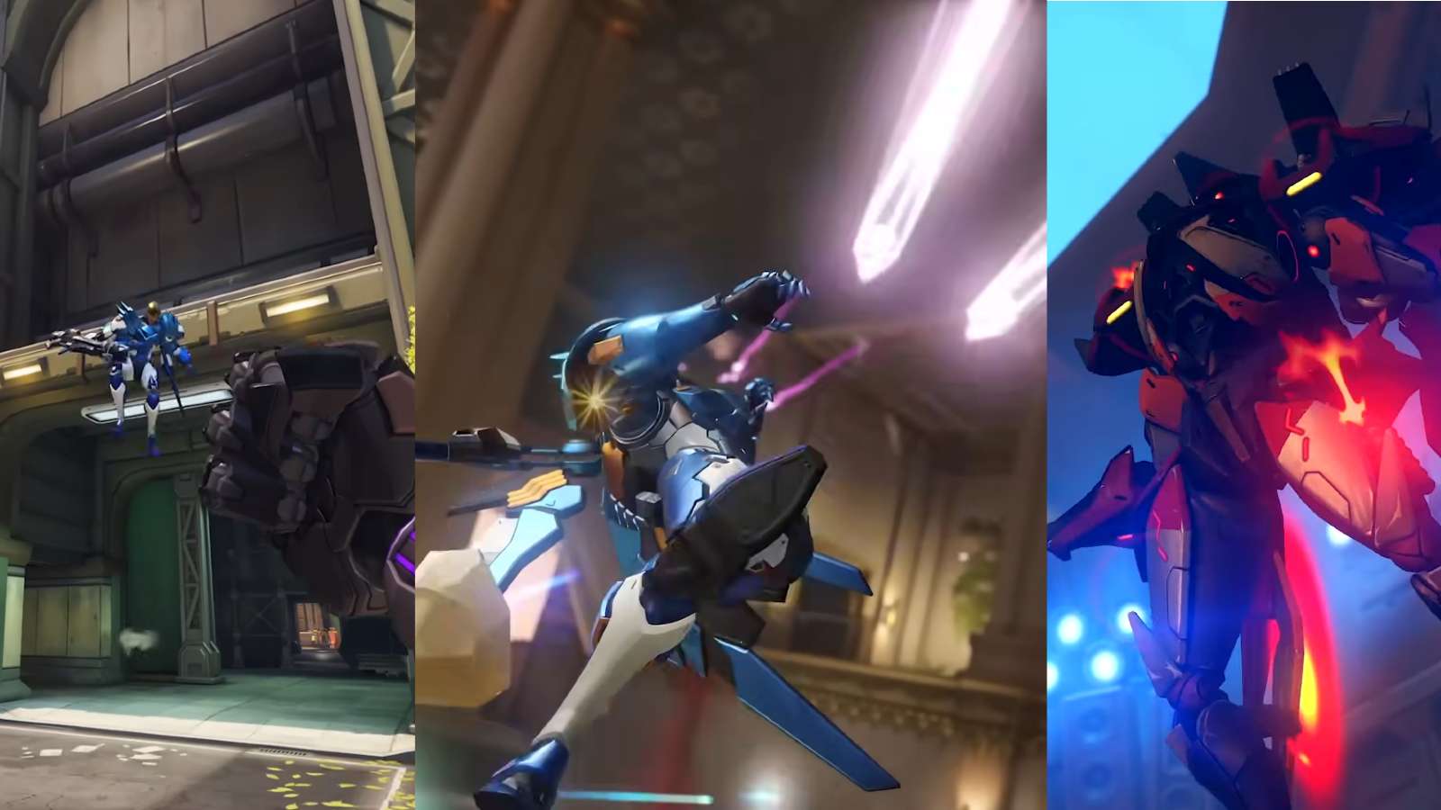 Pharah dying across three separate character reveals in Overwatch 2
