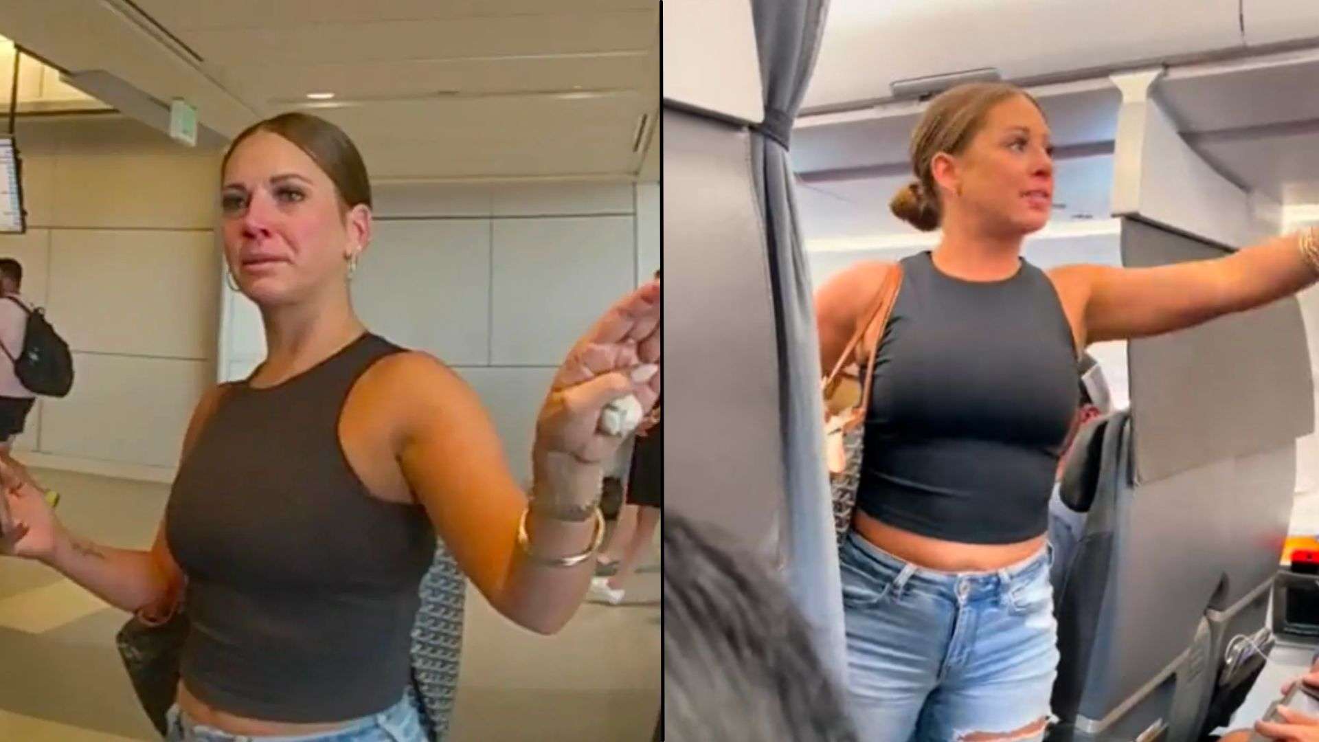 Tiffany Gomas from viral not real plane video arguing with police and on plane