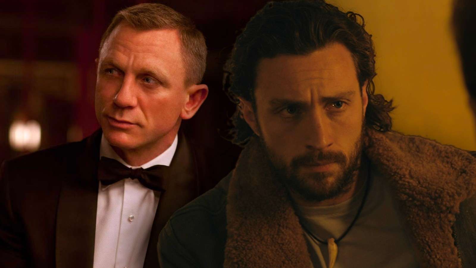 Daniel Craig as James Bond and Aaron Taylor-Johnson as Kraven the Hunter