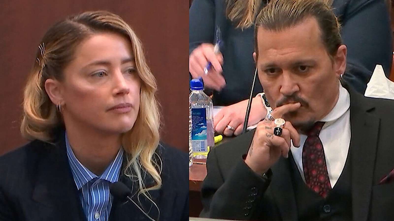 Amber Heard and Johnny Depp during the defamation trial