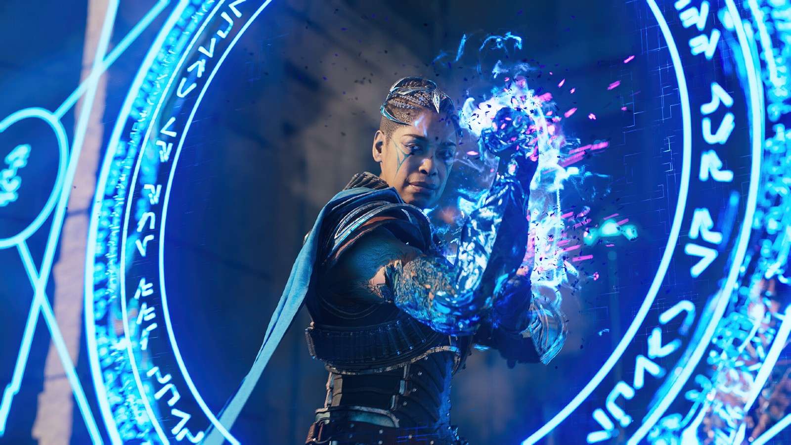An official image from Immortals of Aveum featuring a character using magic.