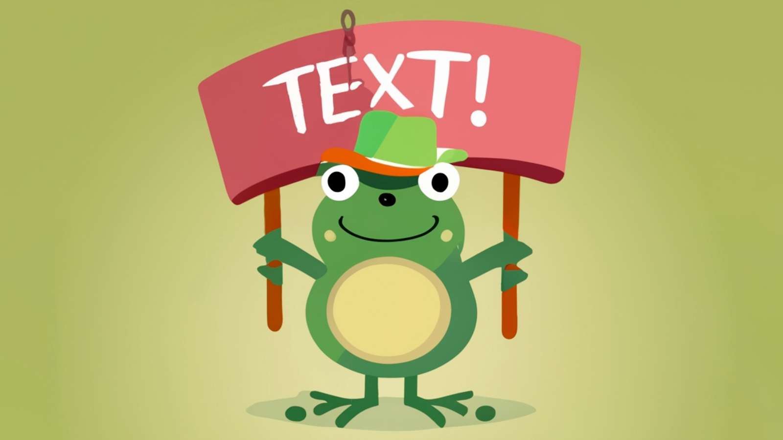 a frog holding a banner that says text! ai generated