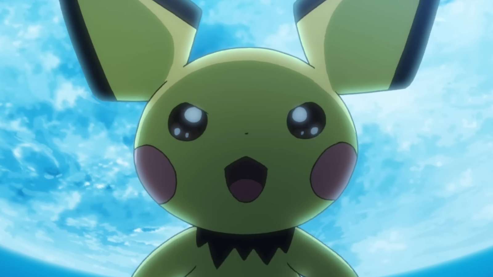 Pichu about to evolve in Pokemon Journeys: The Series.