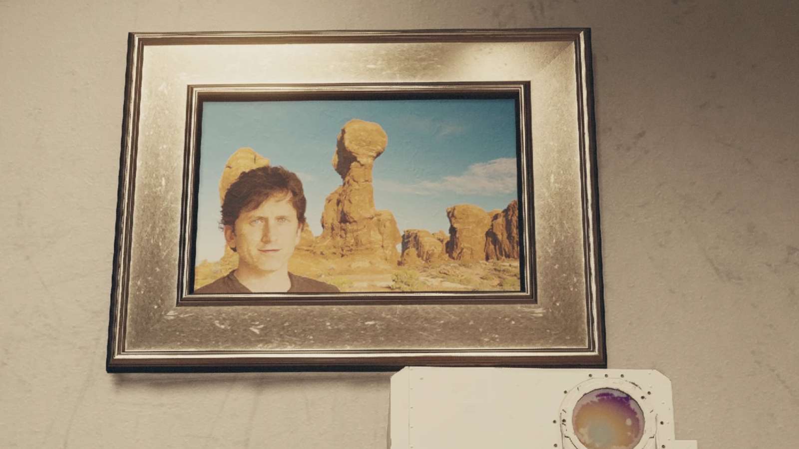 Todd Howard added to a painting in the Lodge in Starfield