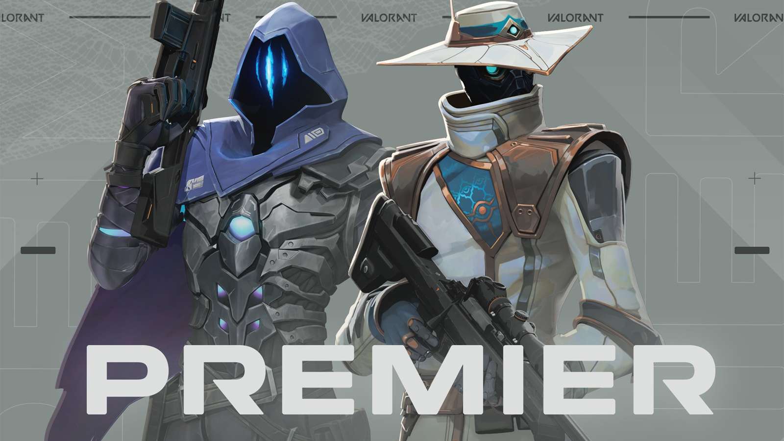 an image of Omen, Cypher, and Valorant Premier logo