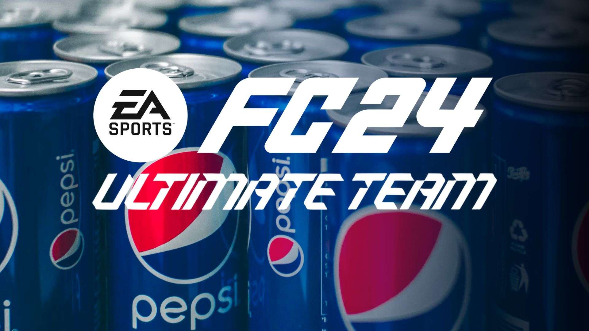 EA SPORTS FC 24 Ultimate Team logo surrounded by Pepsi cans