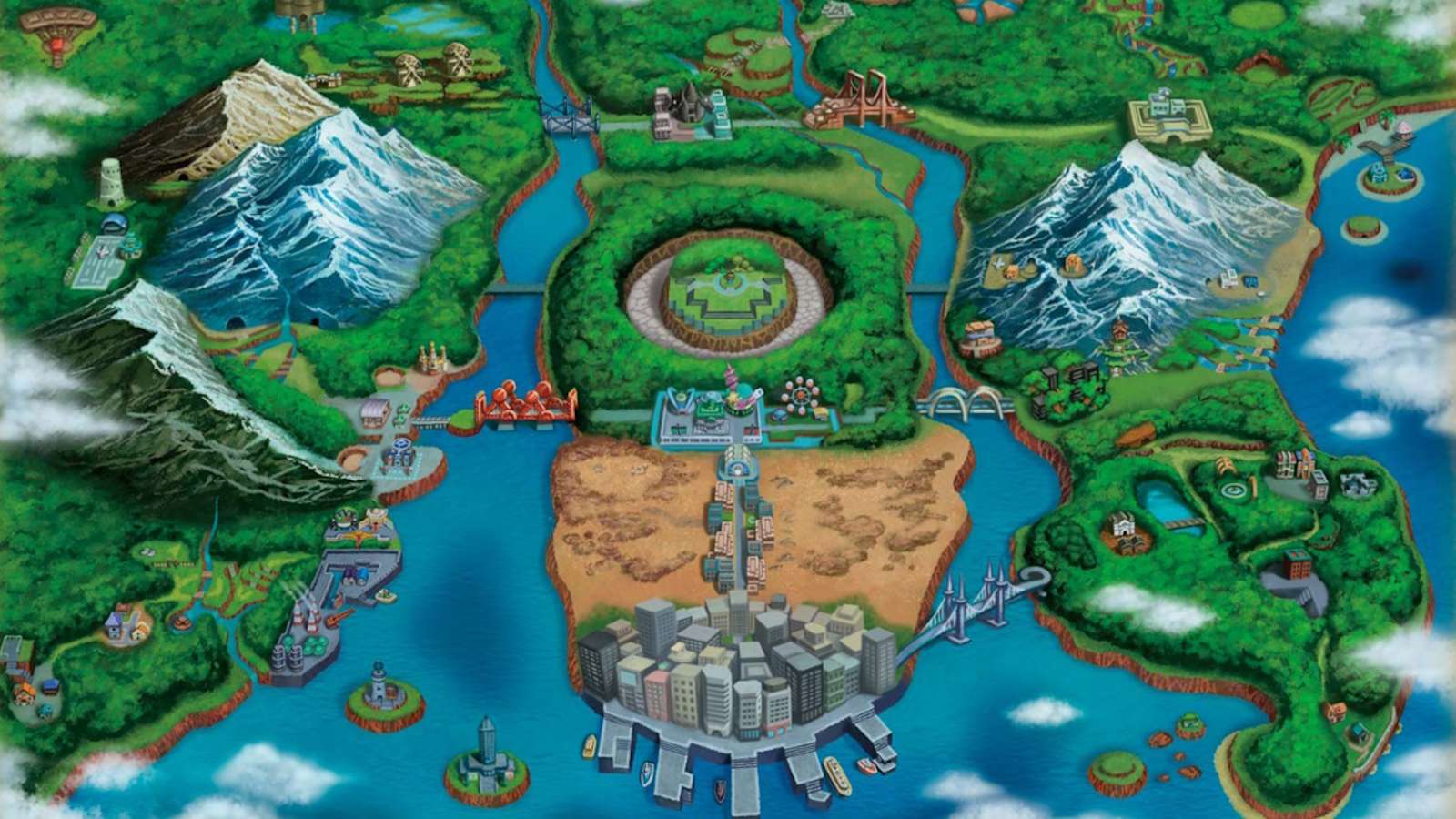 Map of Unova from Pokemon Black and White.