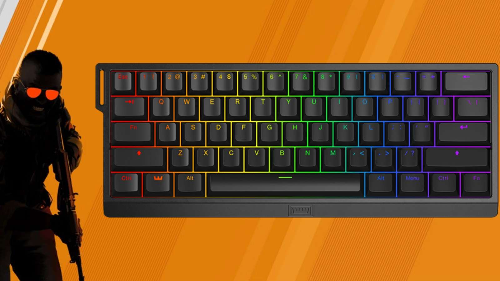 CS2 art with keyboard on orange background