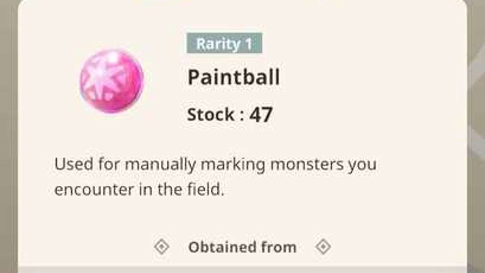 An image of the palico paintballs in the Monster Hunter Now inventory.