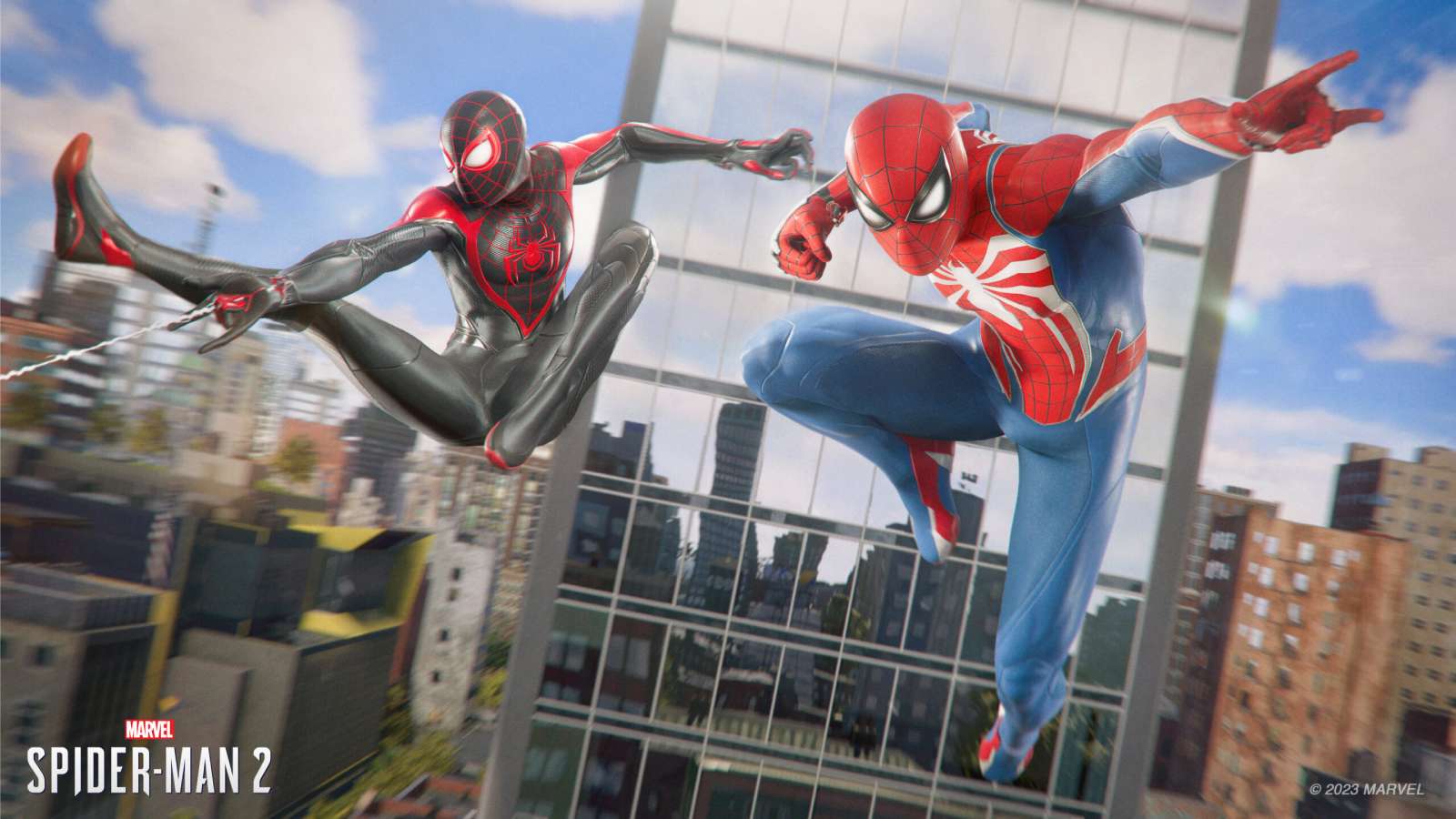 an image of both spideys in Marvel's Spider-Man 2