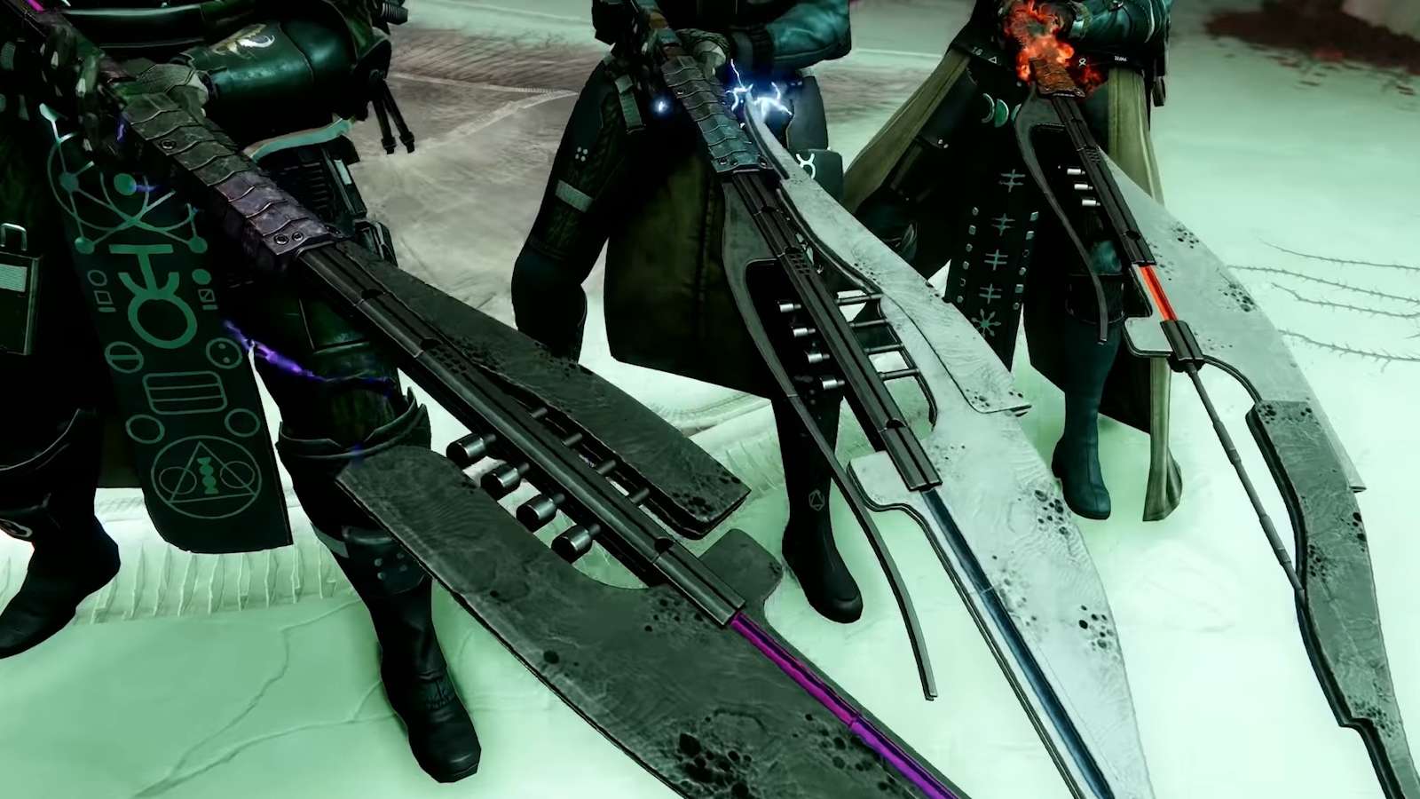 The three Exotic Glaives exclusive to each Destiny 2 class: Edge of Action, Edge of Concurrence, and Edge of Intent.