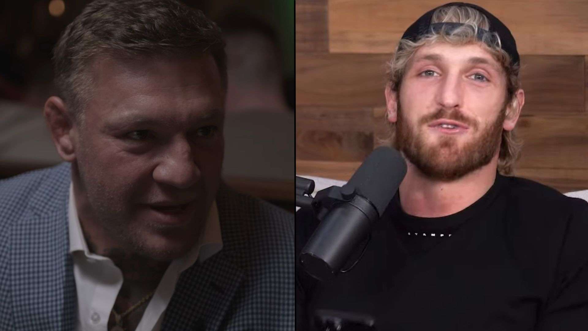 Conor McGregor side-by-side with logan paul talking to camera