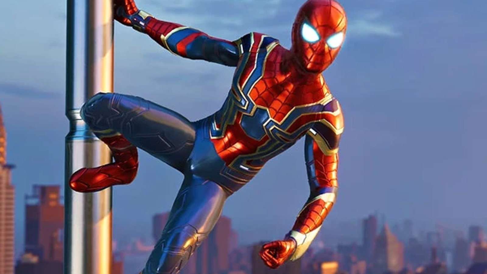 An image of Spider-Man wearing the Iron Spider suit.