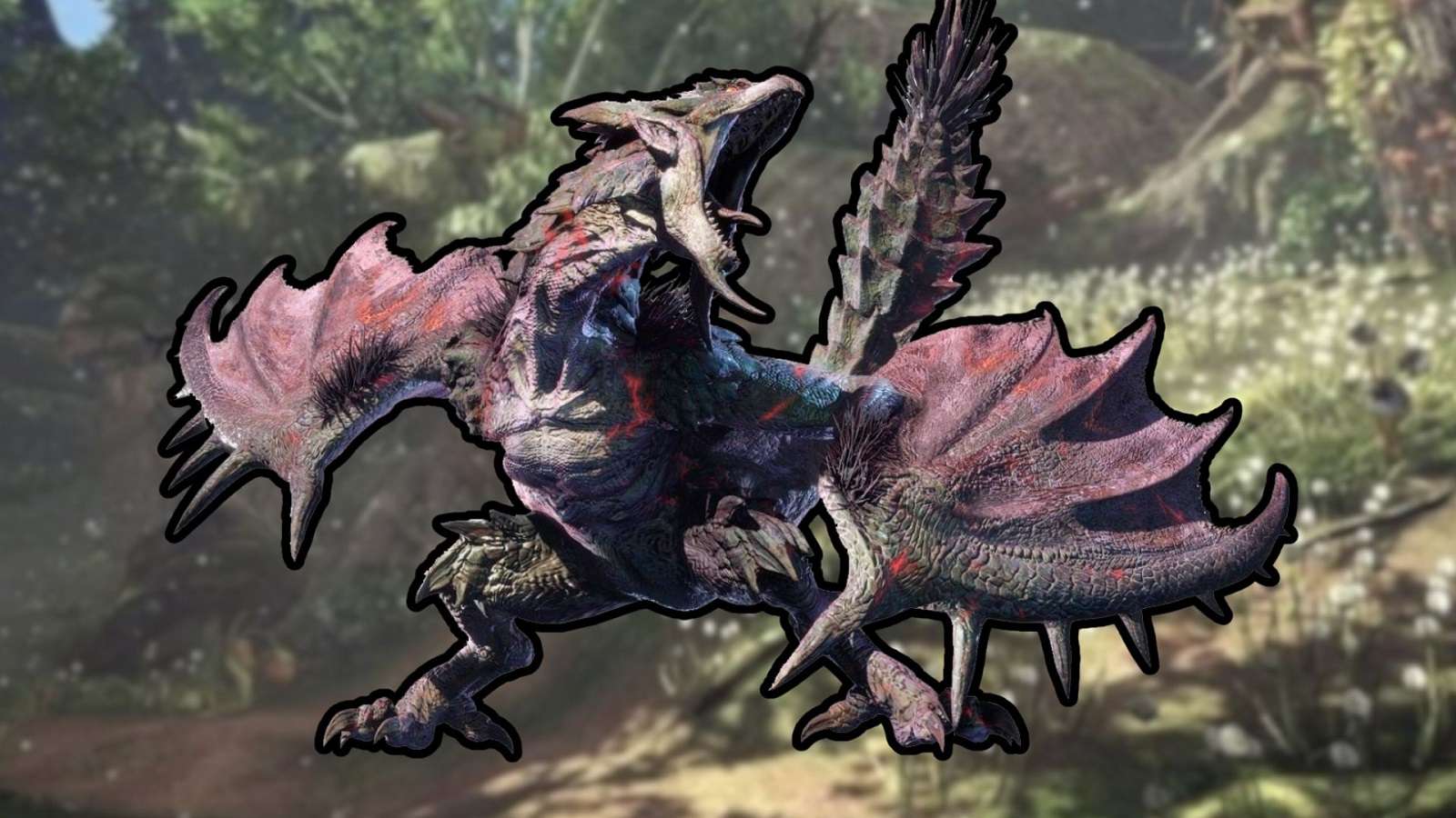 Pink Rathian in a forest