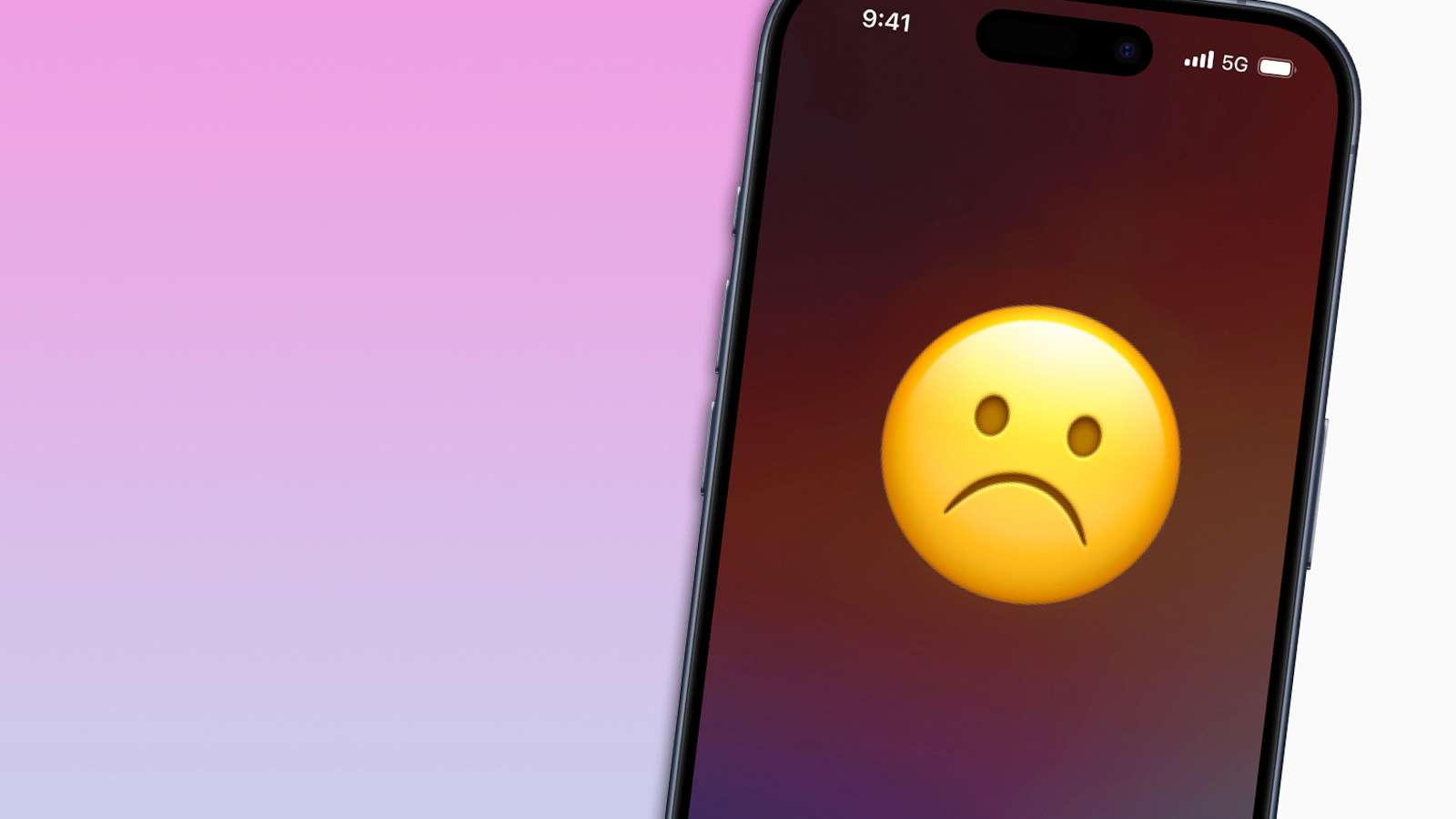 iphones 15 with a sad emoji face on it