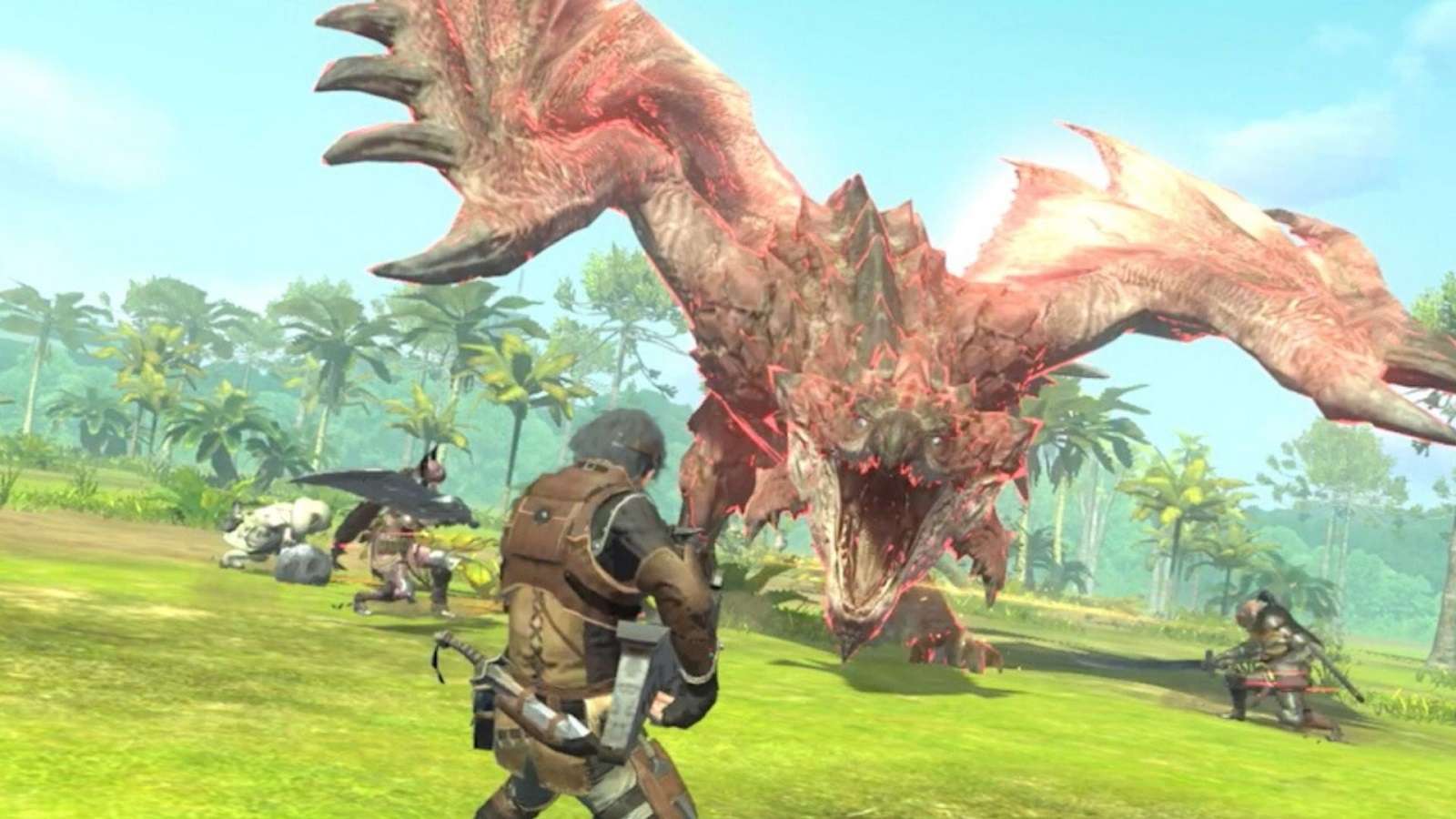 Hunter fighting a Rathalos with a Light Bowgun