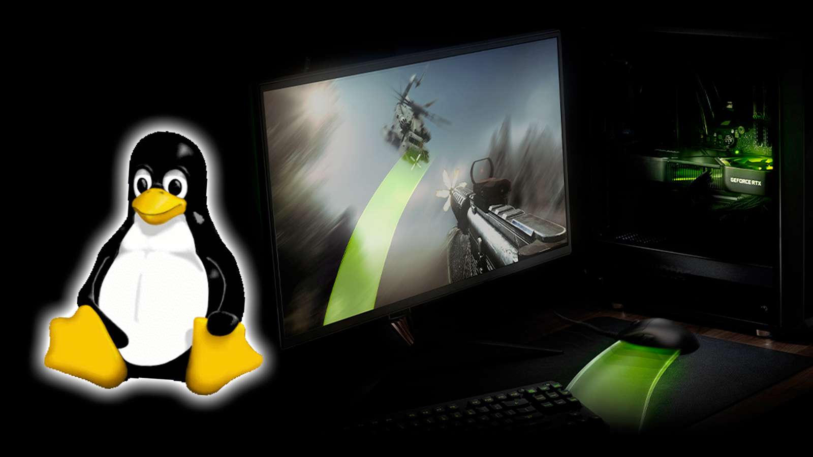linux tux logo with nvidia art for reflex