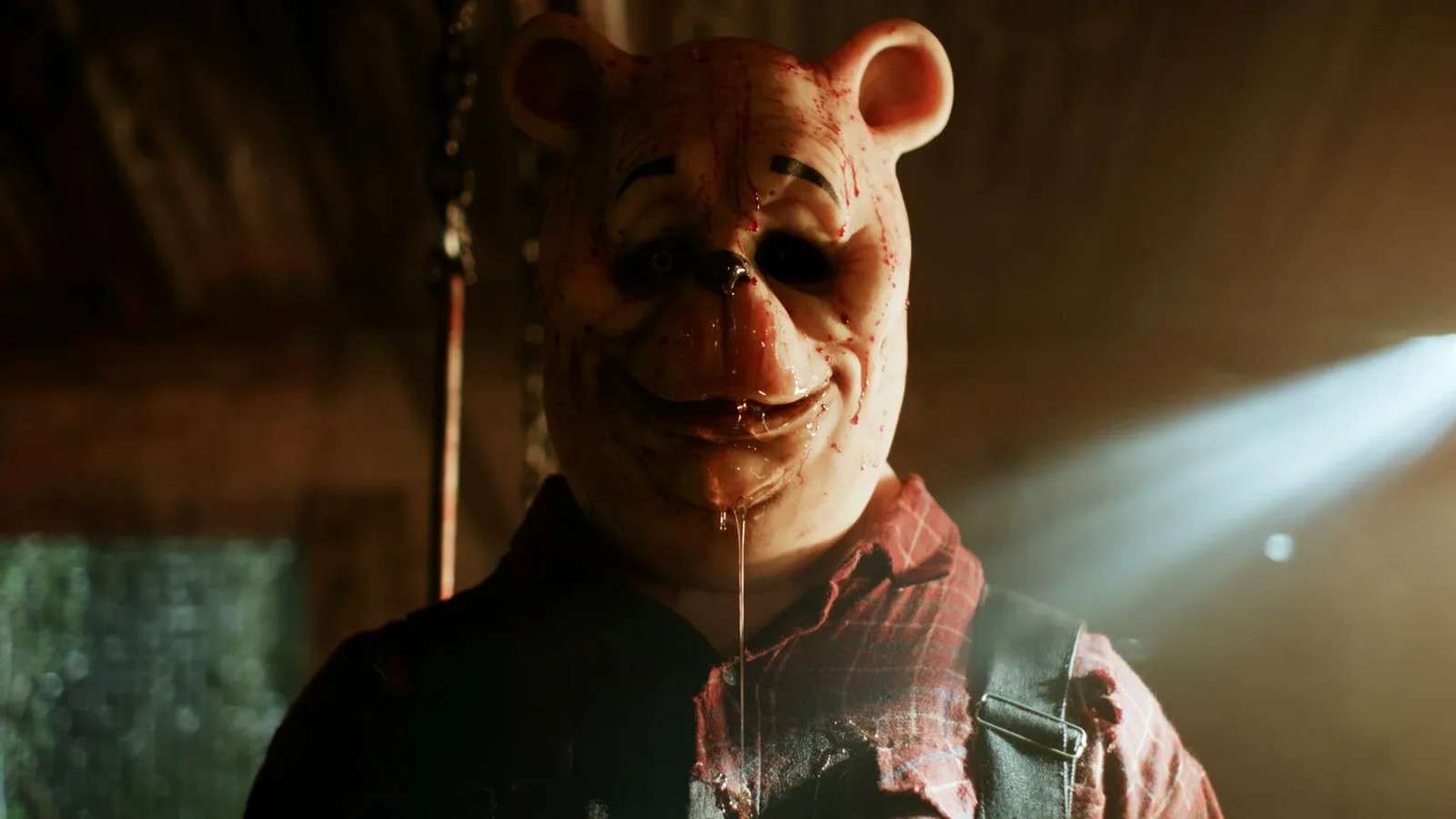 Winnie the Pooh looking bloodthirsty in Blood and Honey.
