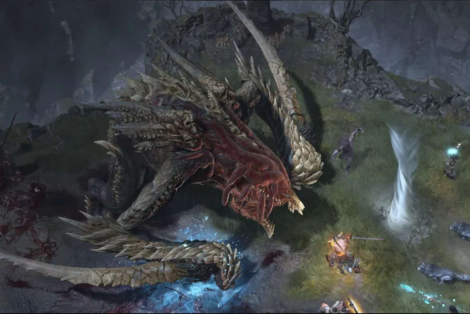 A player takes on a World Boss in Diablo 4