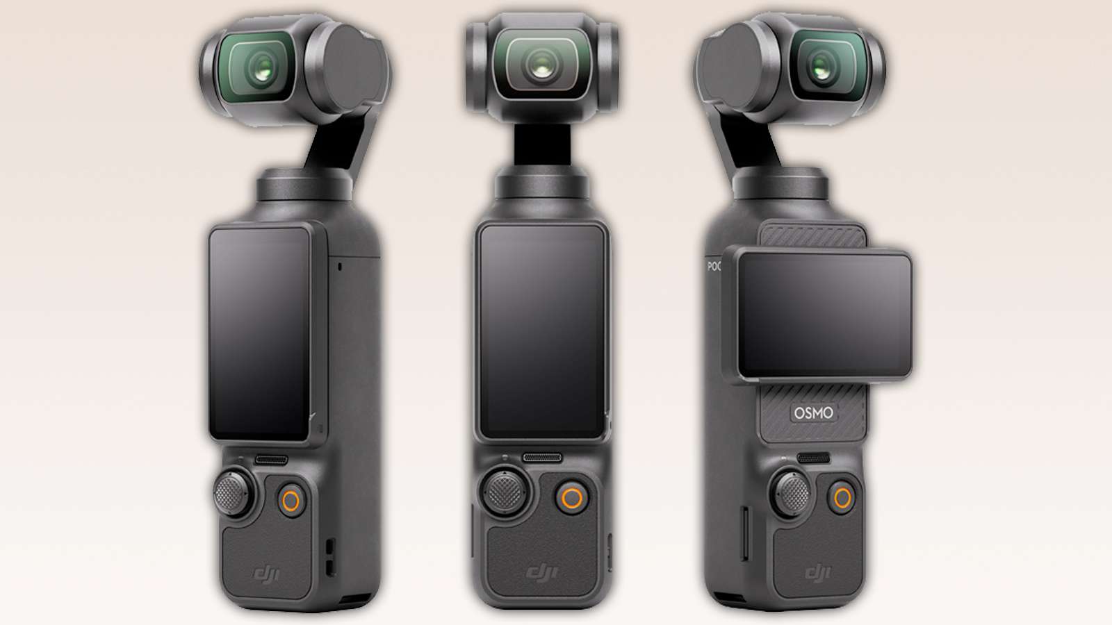 DJI Pocket 3 from 3 angles and screen rotations