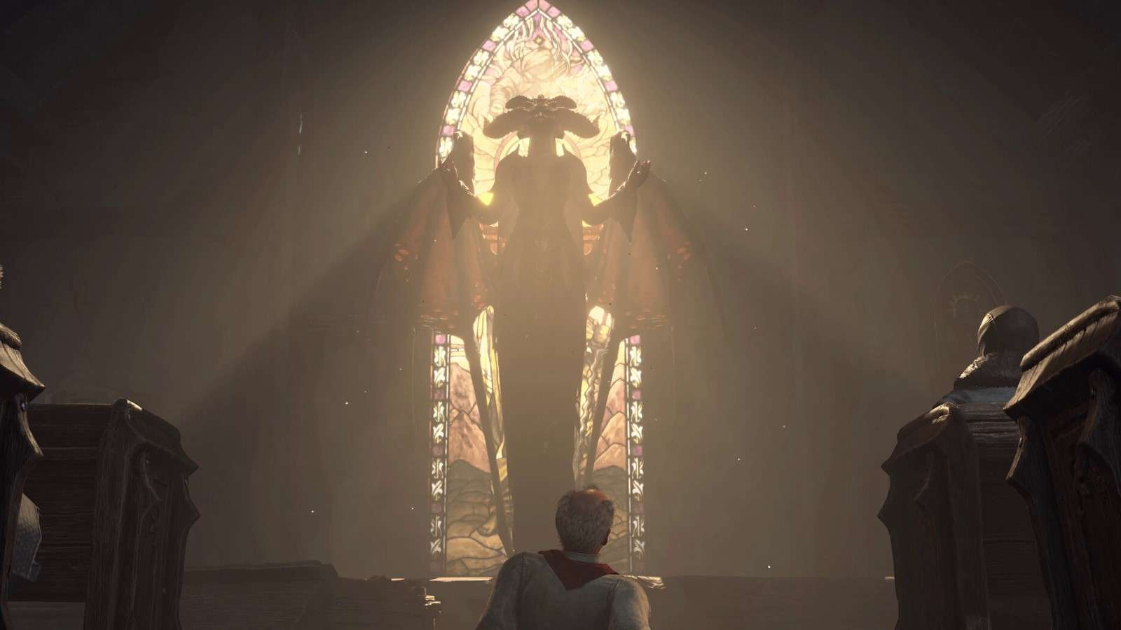 Lillith emerges in the chapel in Diablo 4 (Aspect system story)