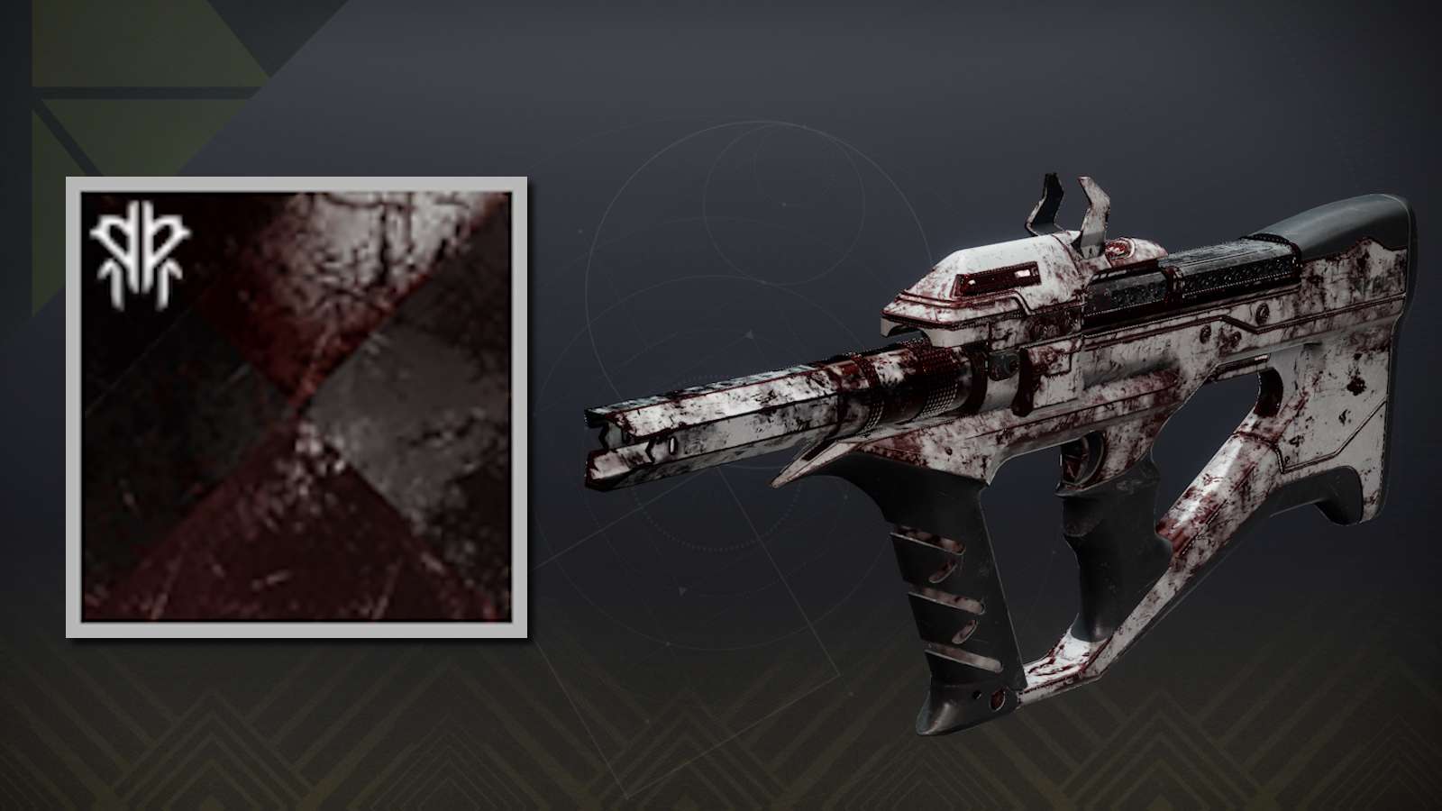 Scarlet Semblance shader ahd shader preview on Prolonged Engagement SMG in Destiny 2.