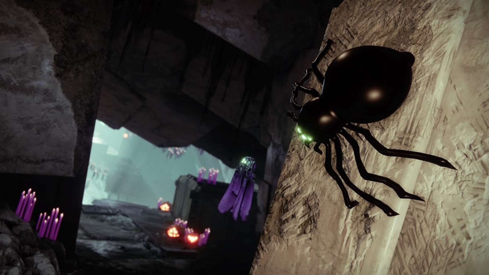 Destiny 2 Haunted Sector with spider on wall.