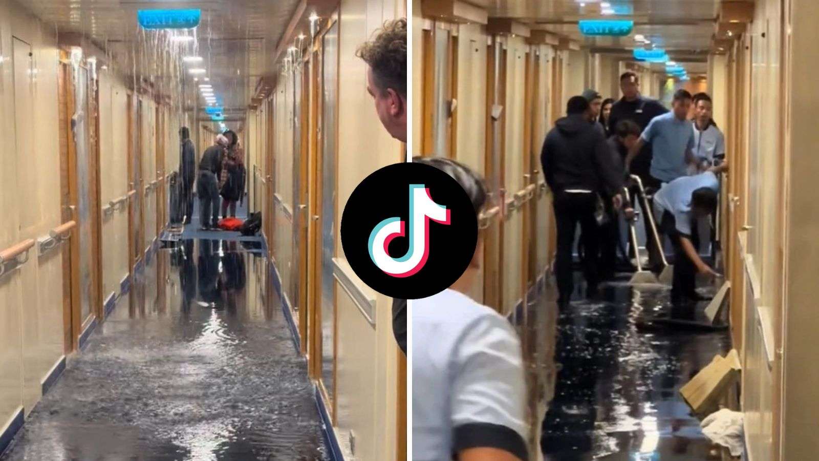 Viral video shows ‘terrifying’ moment cruise ship hallway floods with water