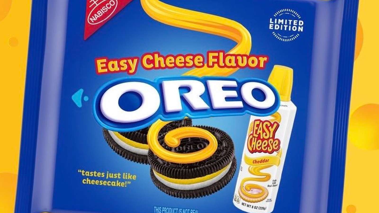 A pack of Easy Cheese flavor Oreos.