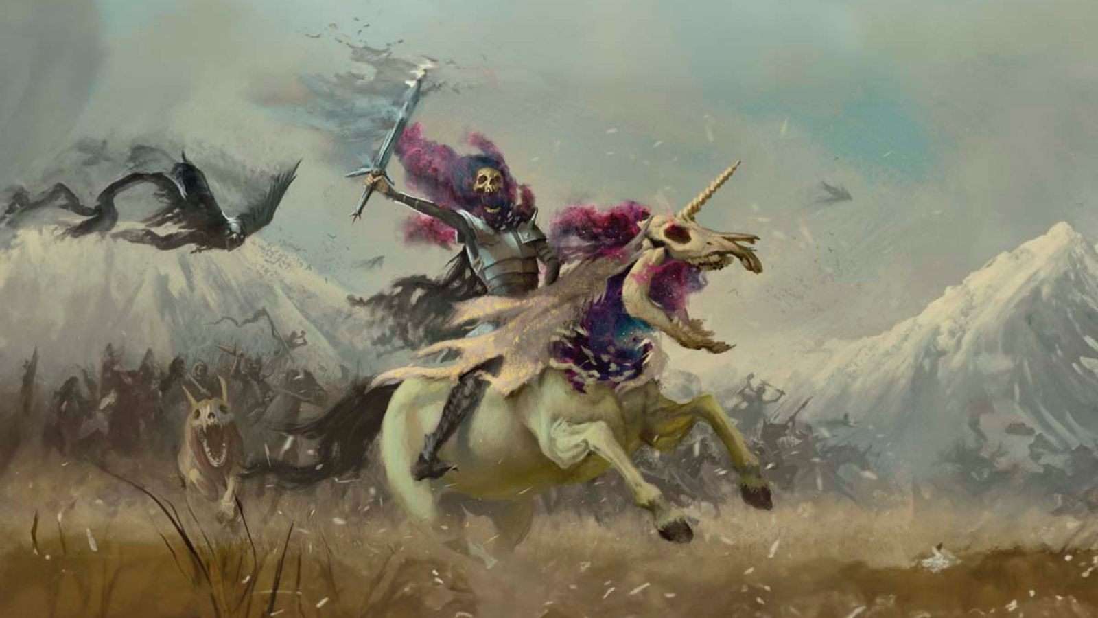 DND Grim Harrow riding undead mounts across a field