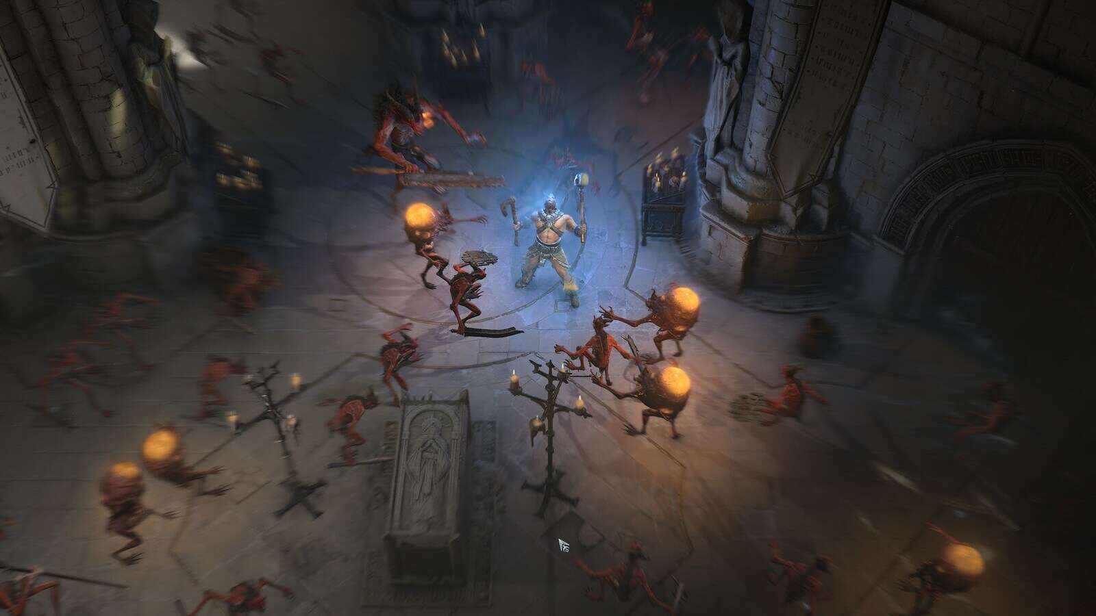 A Barbarian fights enemies in Diablo 4 (Vessel of Hatred story)