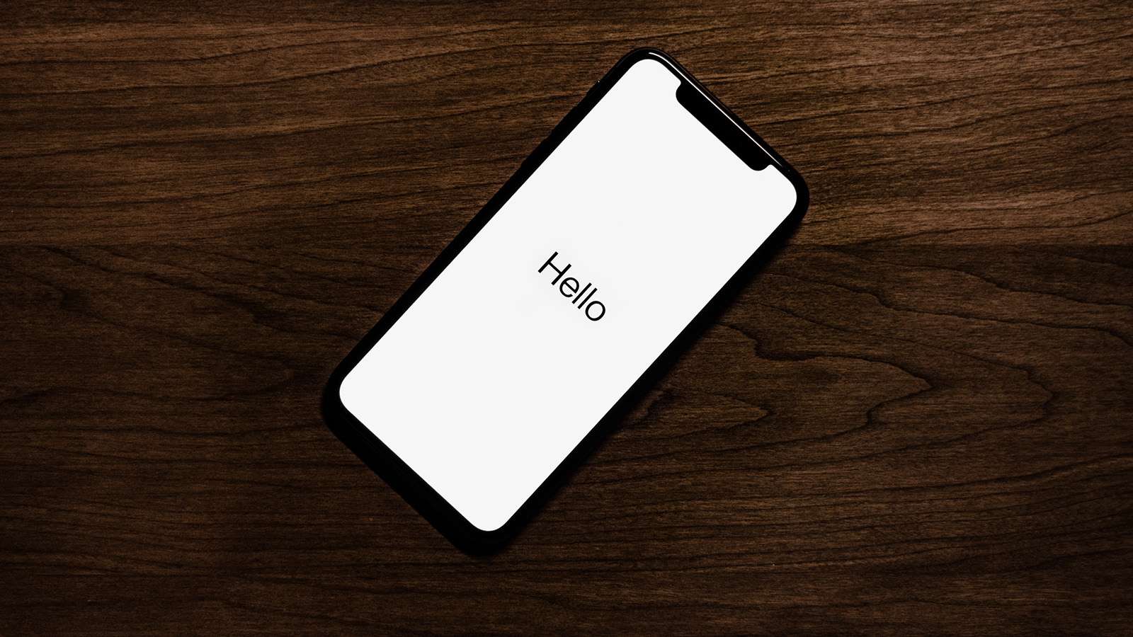 iPhone on wood background