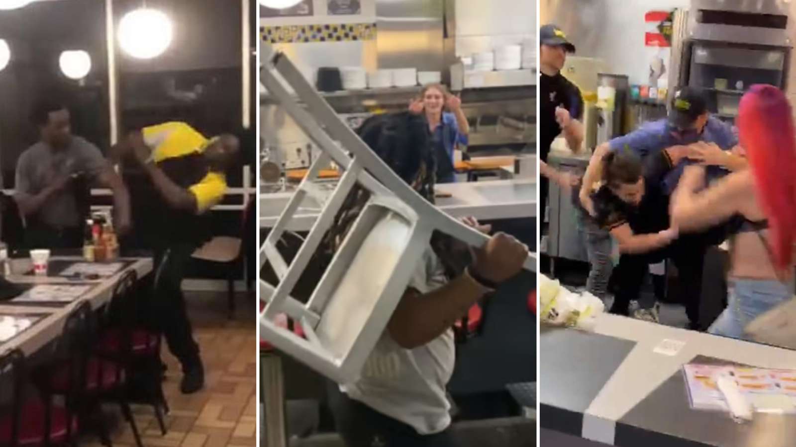 waffle house brawls with chairs, knives and fists