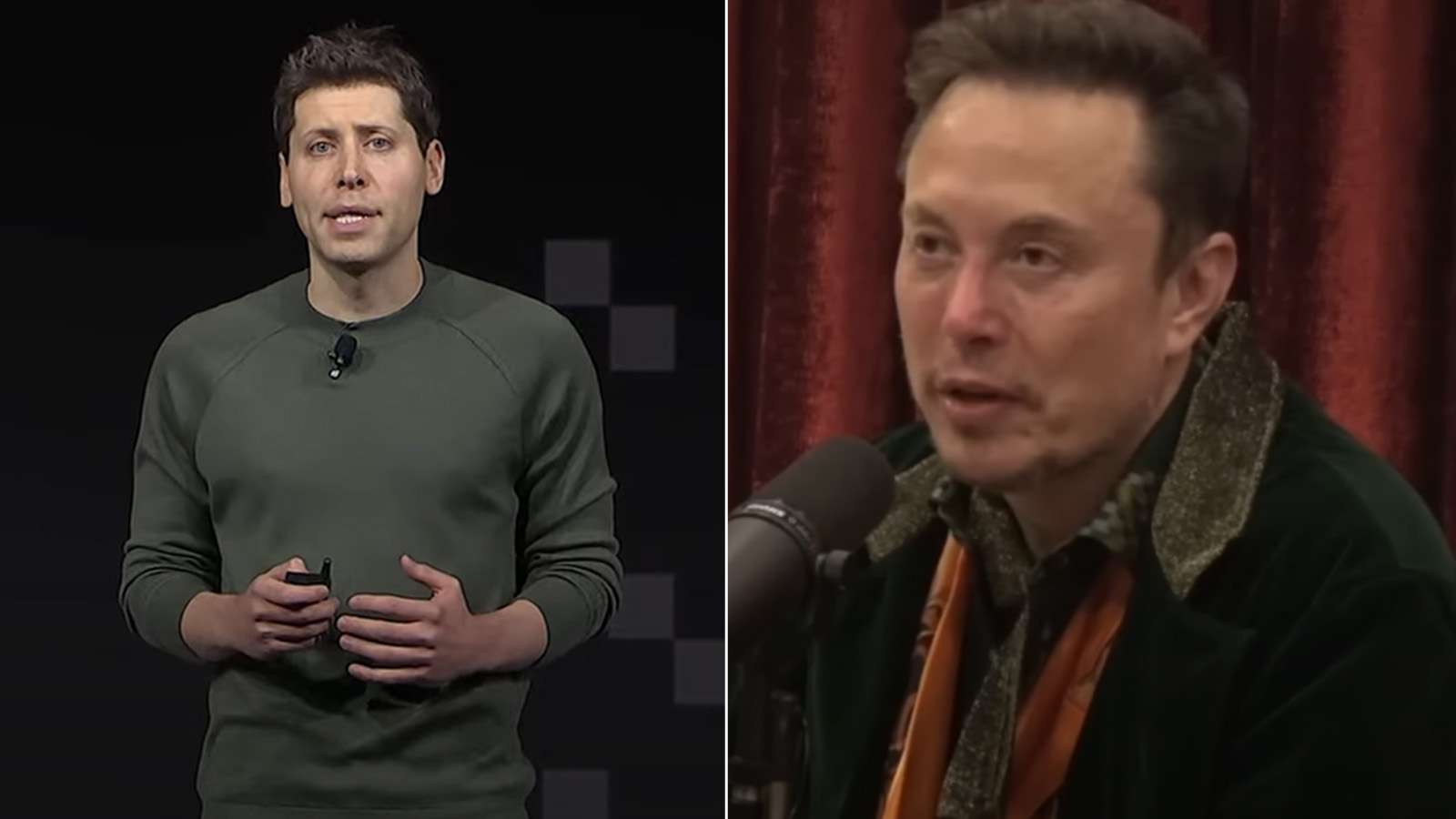 Sam Altman on left, Elon musk on Right