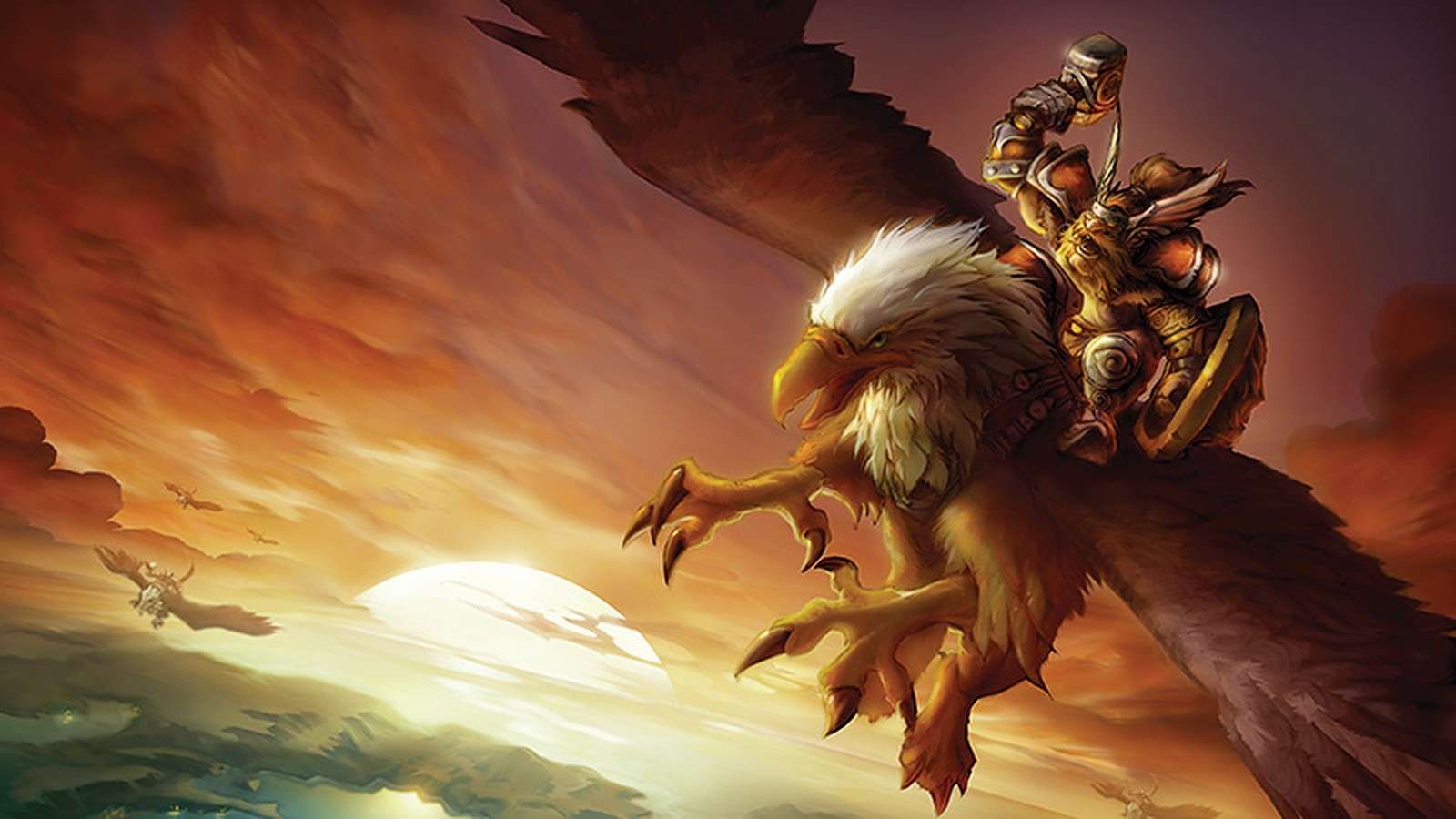 A Dwarf rides a Gryphon in Season of Discovery