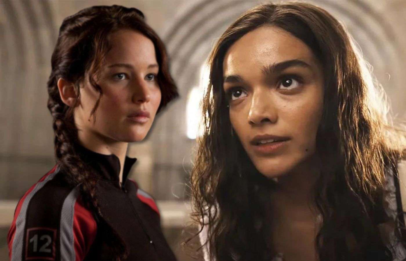 Katniss and Lucy in The Hunger Games movies