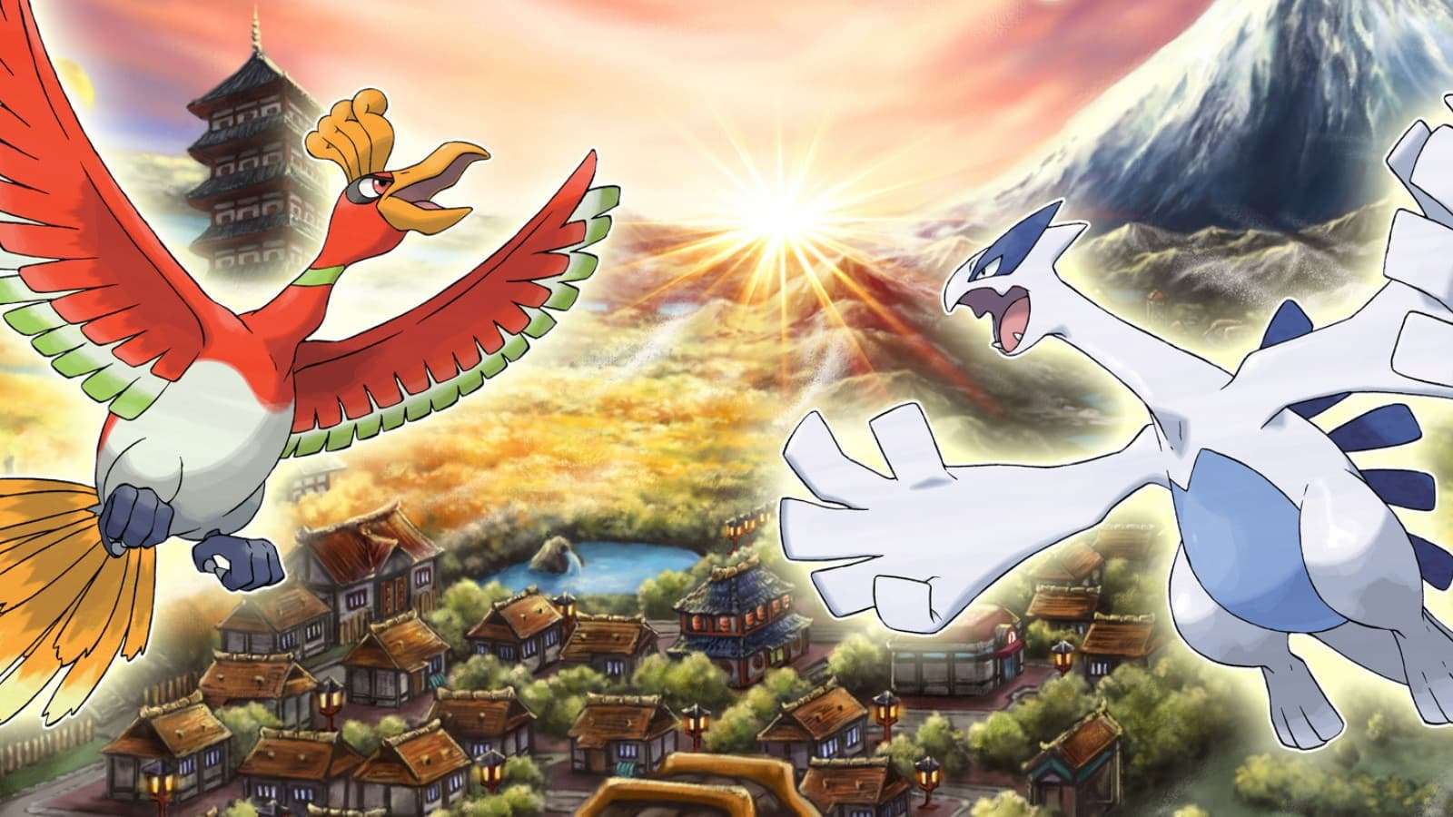 Pokemon HeartGold & SoulSilver Ho-Oh and Lugia in the Johto region