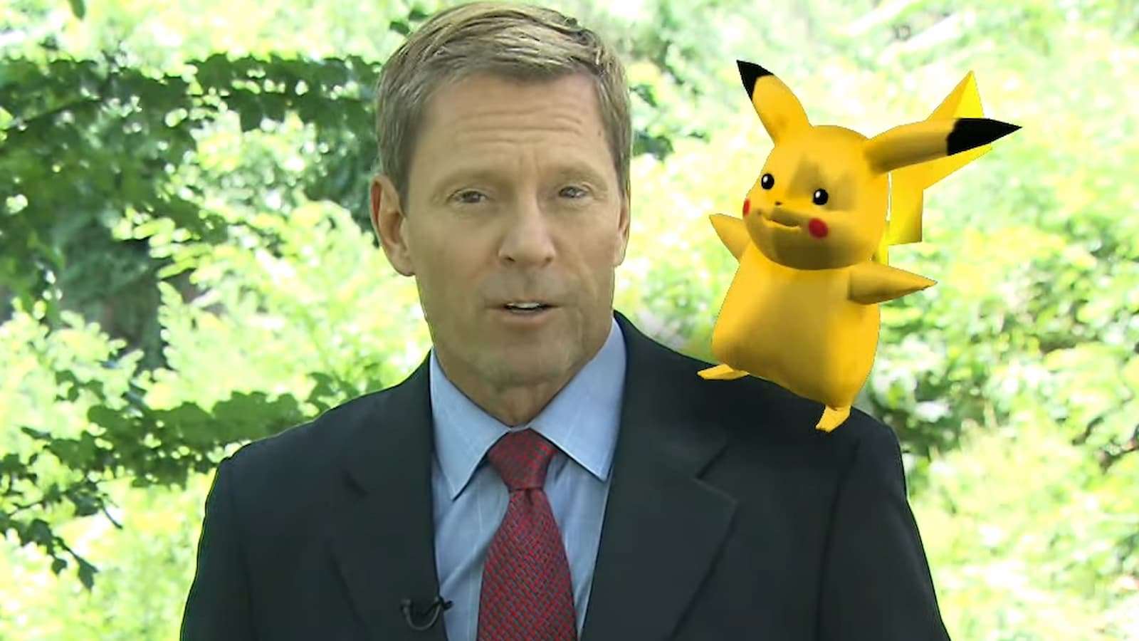 Pokemon Go news report on CBS featuring bad Pikachu graphics
