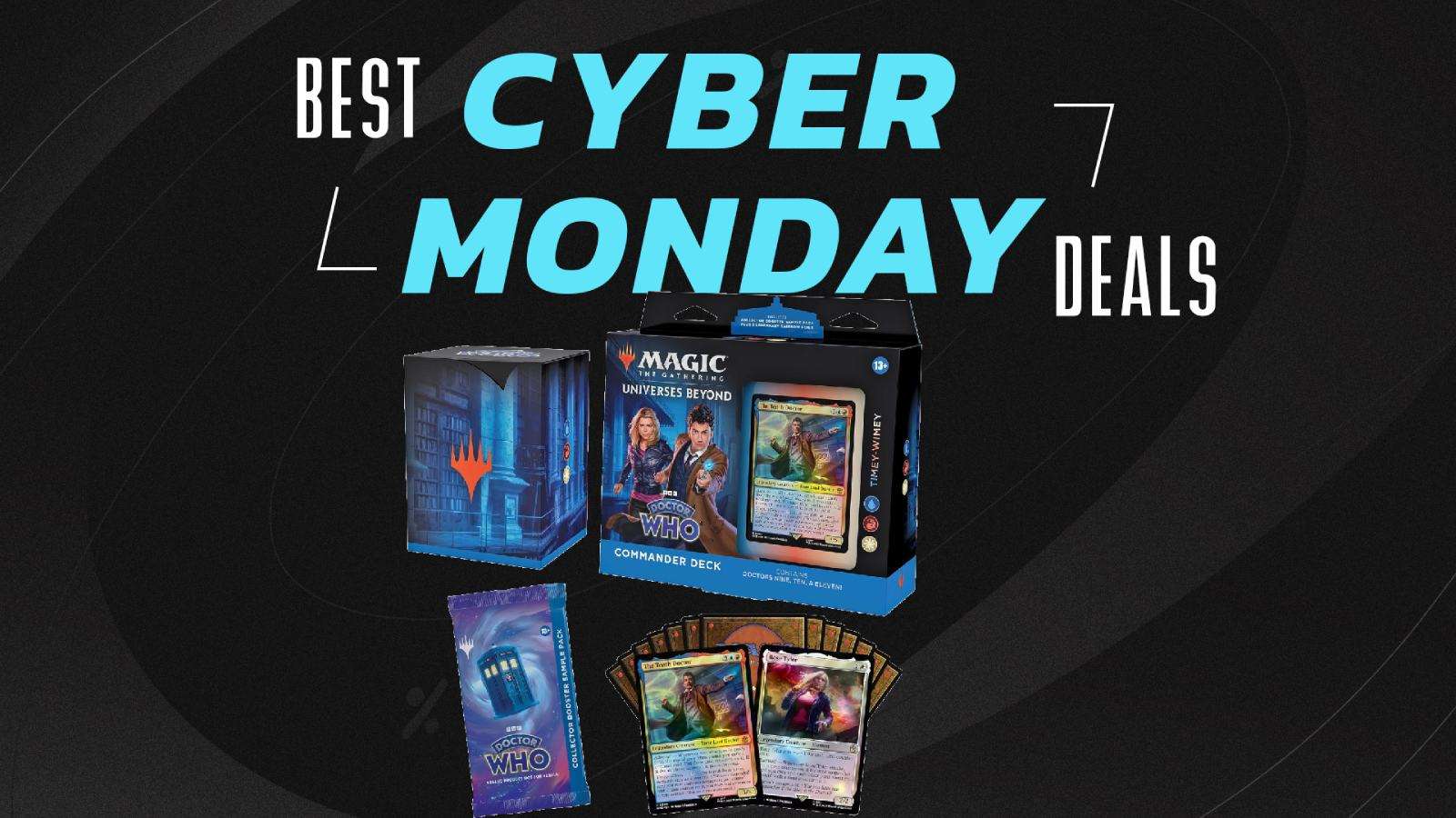 MTG Doctor Who set on Cyber Monday background