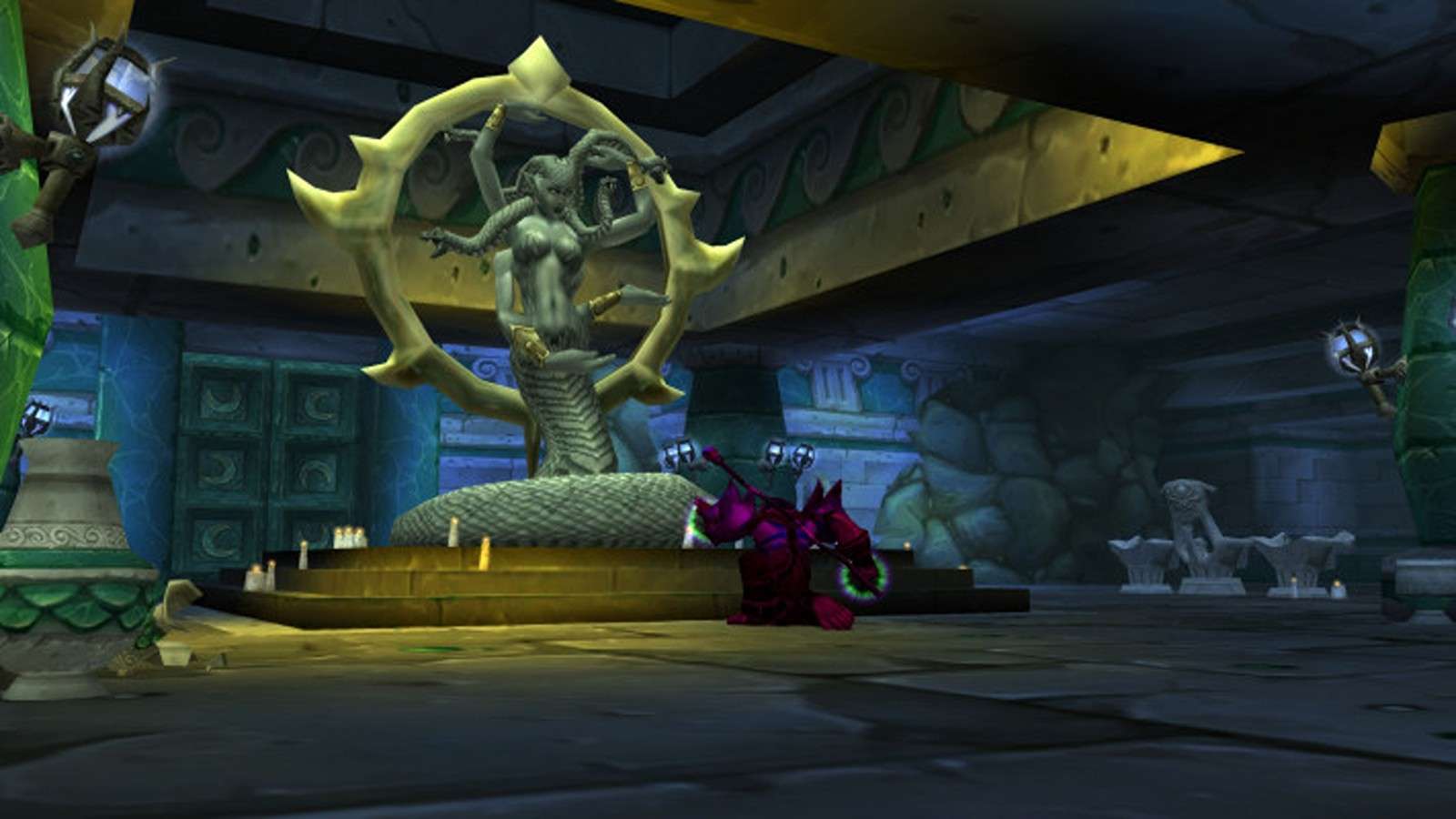 A player prays at an altar in Season of Discovery