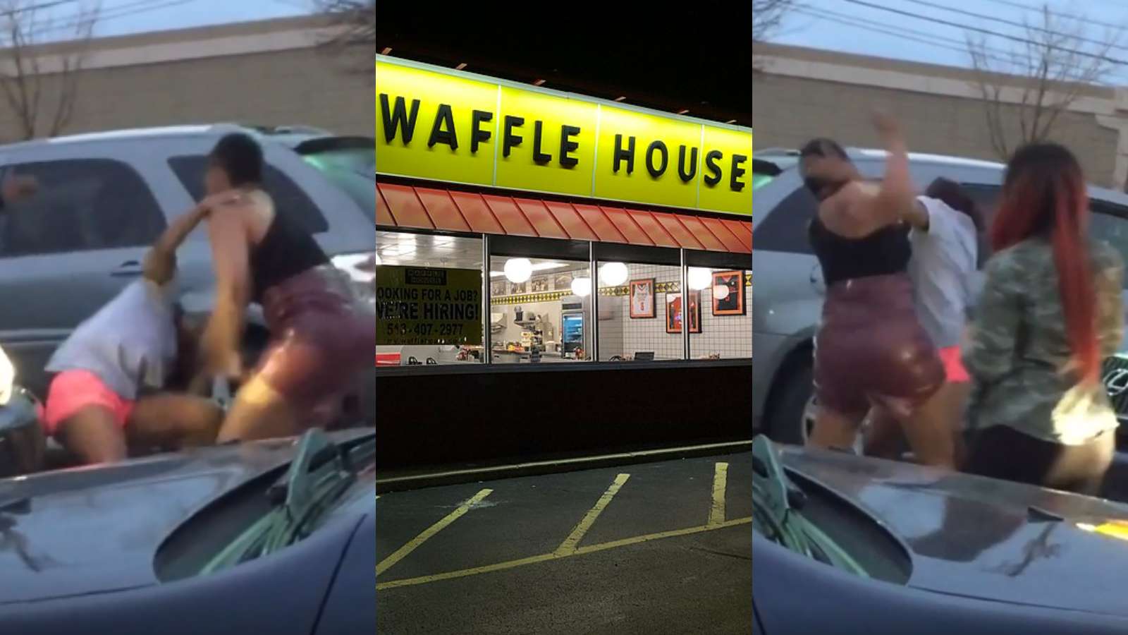 girls fight in waffle house parking lot