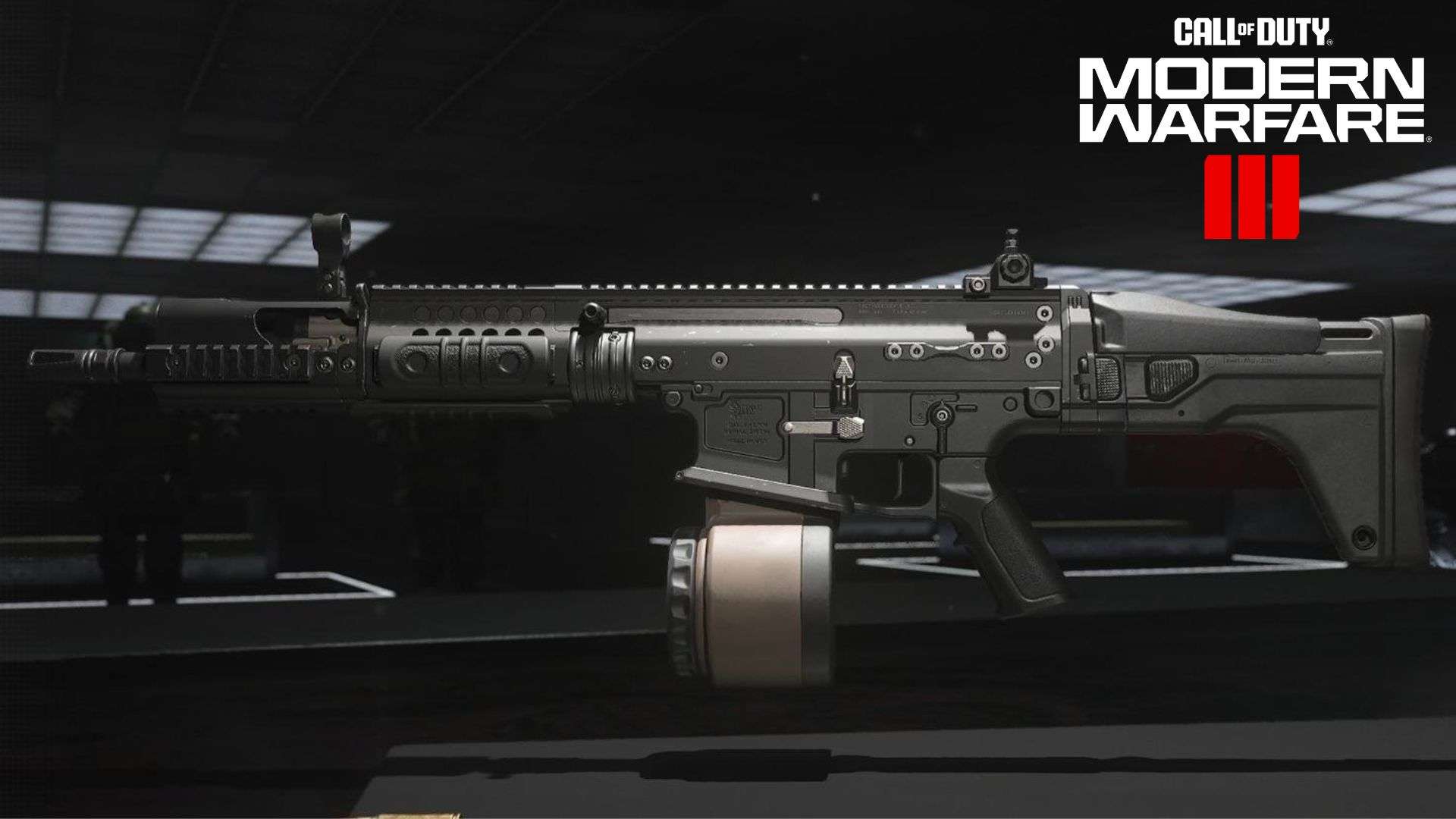 TAQ Eradicator LMG in Modern Warfare with game logo in corner