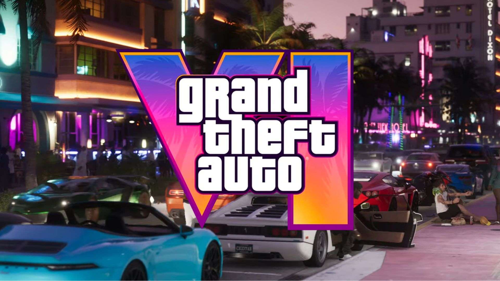 Nightlife in GTA 6 with cars parked on street and people walking around
