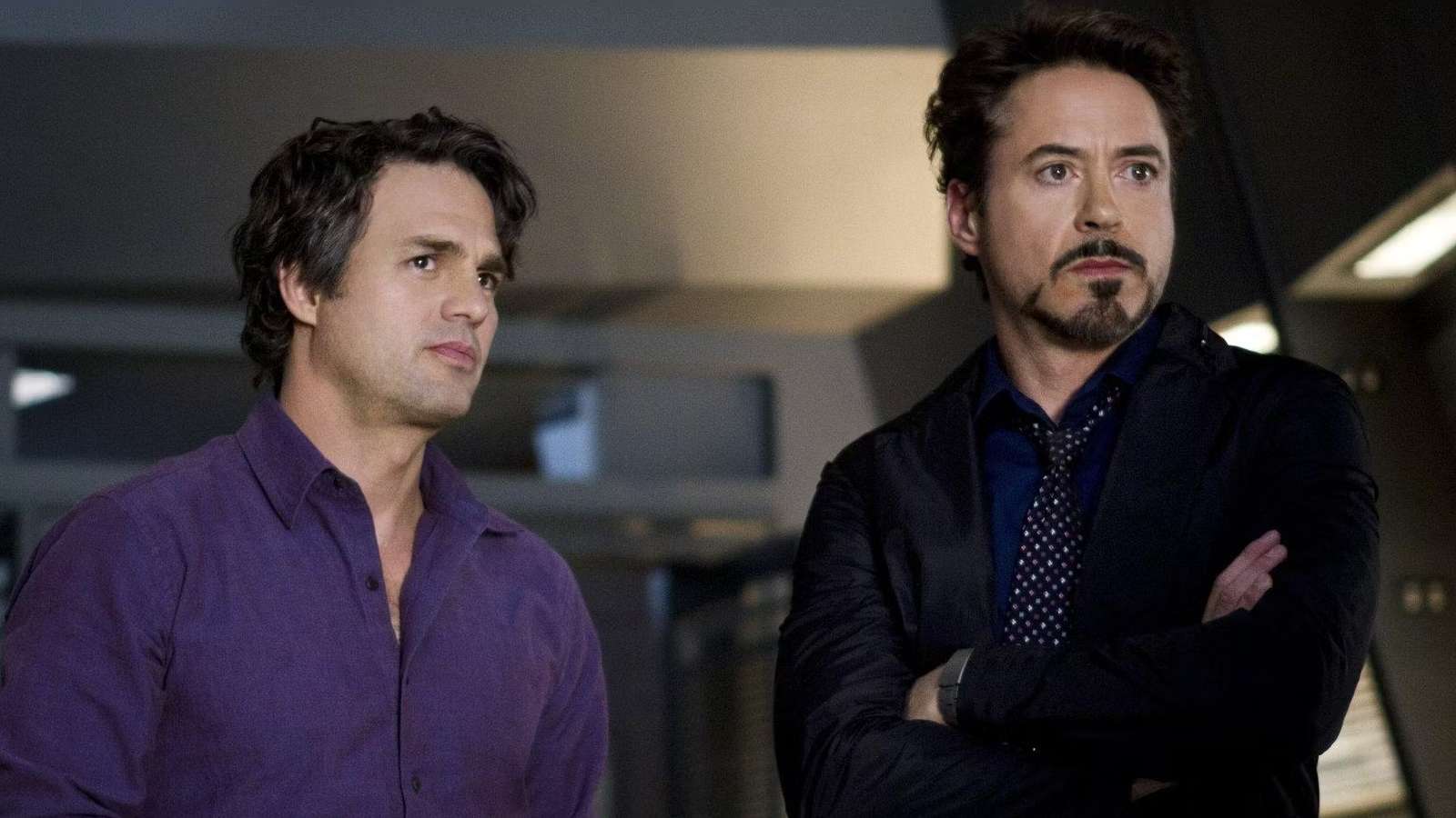 Robert Downey Jr as Tony Stark and Mark Ruffalo as Bruce Banner in the MCU