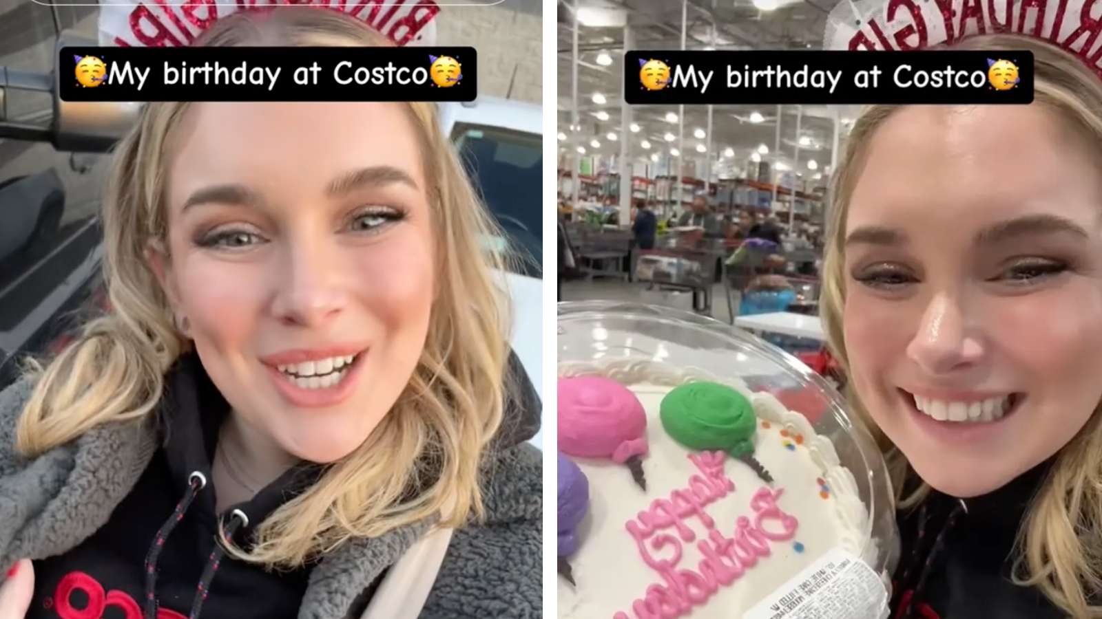 Woman celebrates birthday at Costco