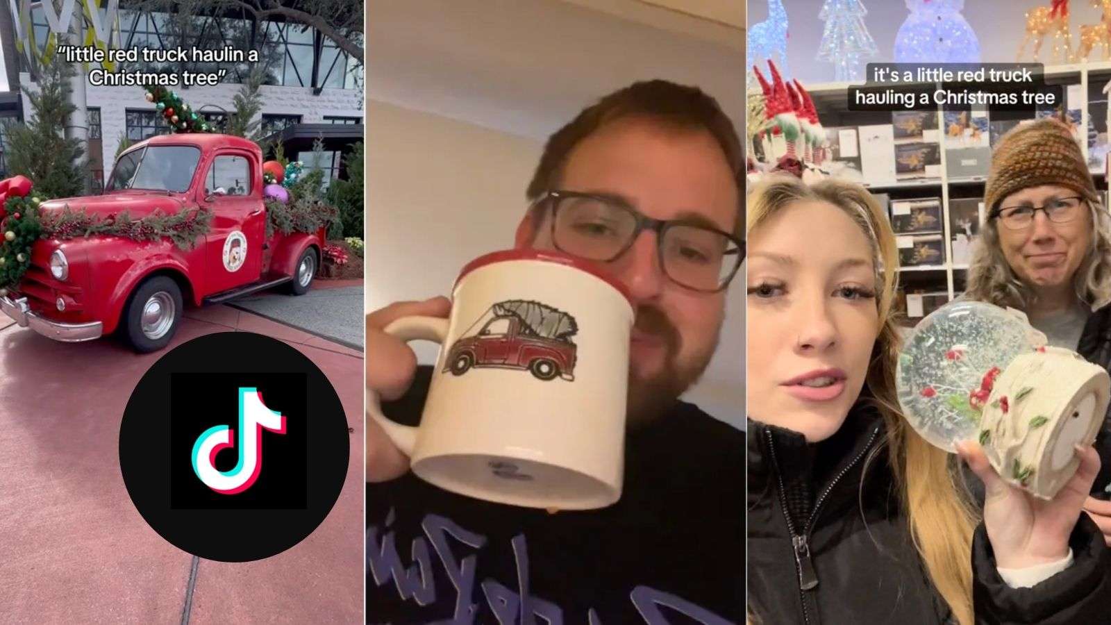 What is the little red truck hauling a Christmas tree trend on TikTok