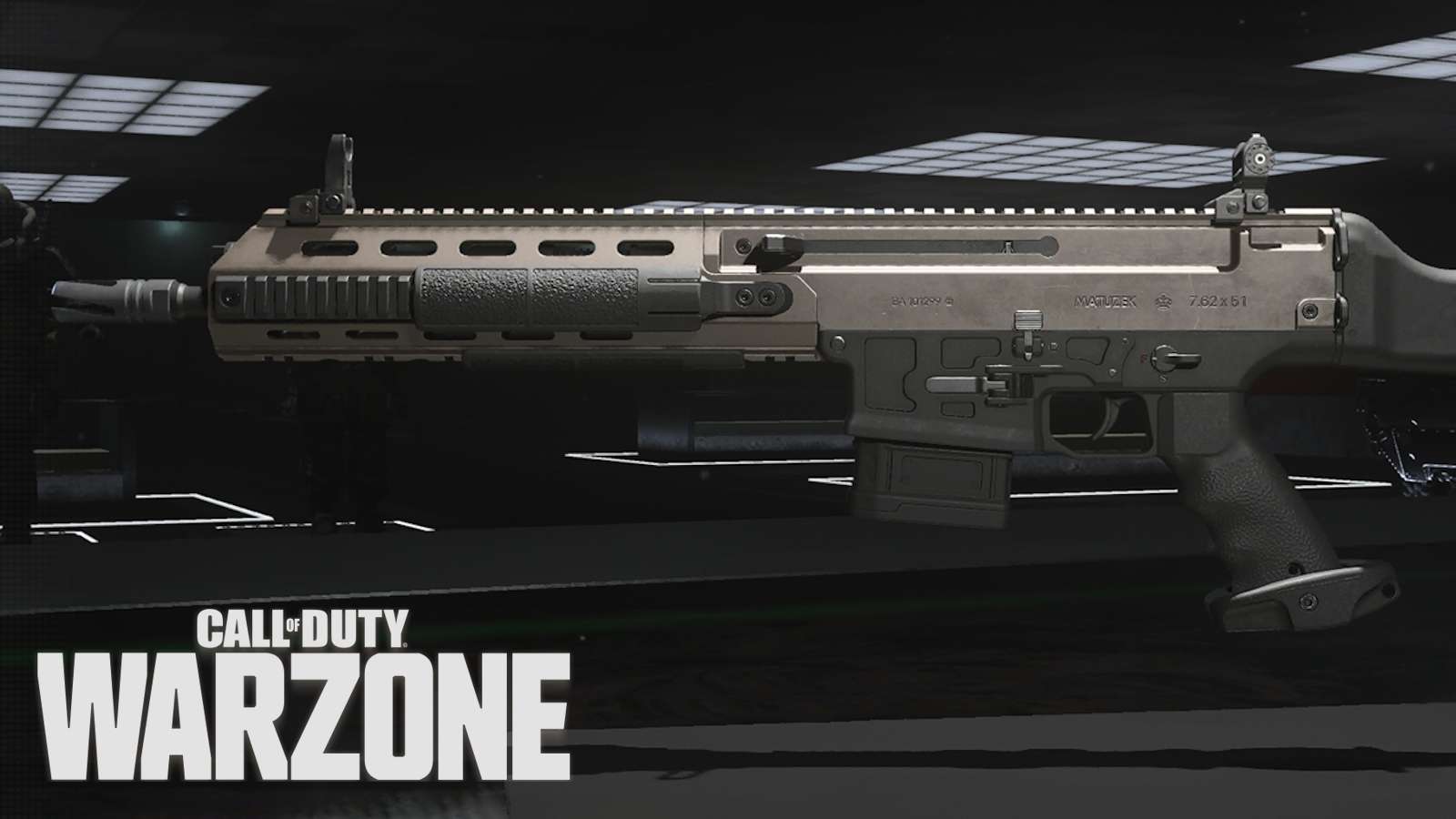 MTZ Interceptor marksman rifle with Warzone logo.