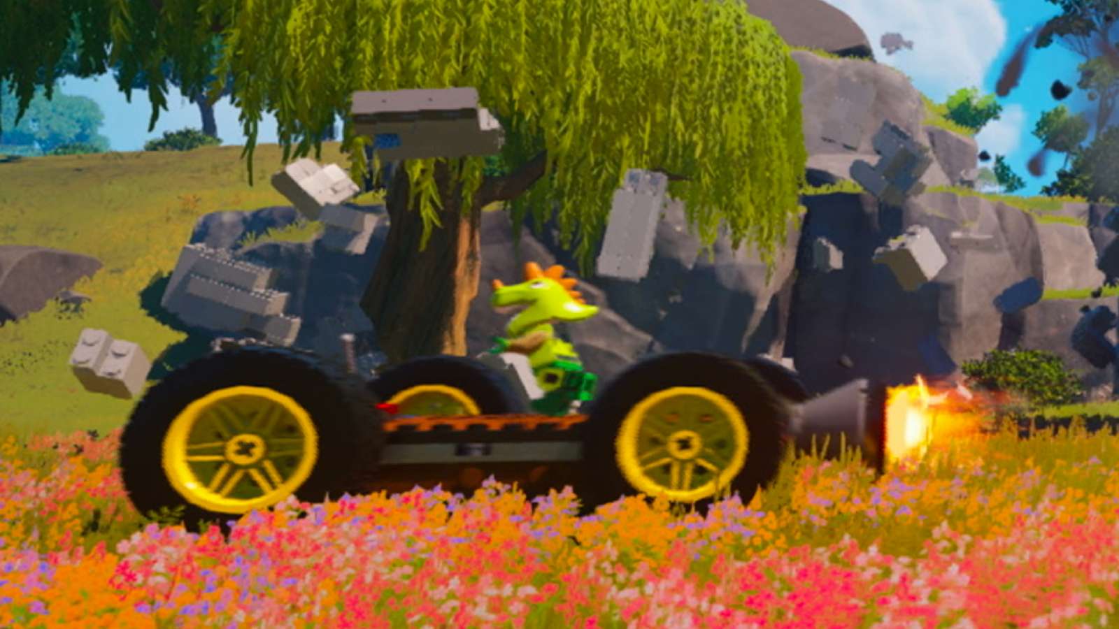 LEGO Fortnite car driving in the game.