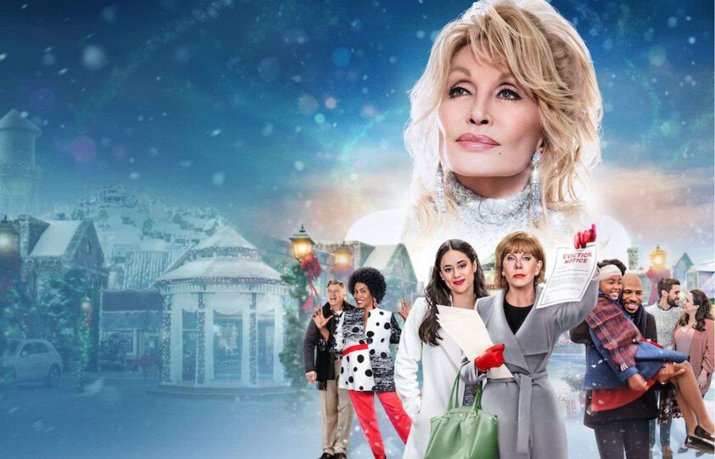 Dolly Parton and cast in one of her Christmas movies